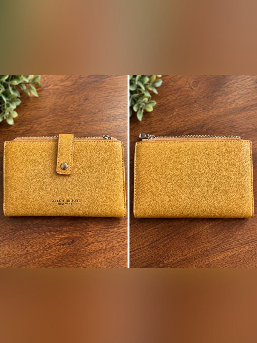 Yellow Leather Zip Wallet